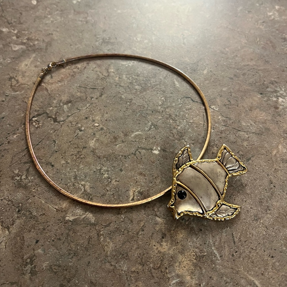 Gold Fish Pendant Necklace